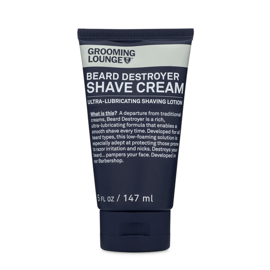 A departure from traditional shaving creams, Beard Destroyer is a rich, ultra-lubricating shaving cream formula that enables a smooth shave every time. Developed in our Barbershop, low-foaming solution is perfect for all beard types, but is especially adept at protecting those prone to razor irritation and nicks. Destroys your beard, pampers your face. Named "Best Shave Cream" by New York Magazine.