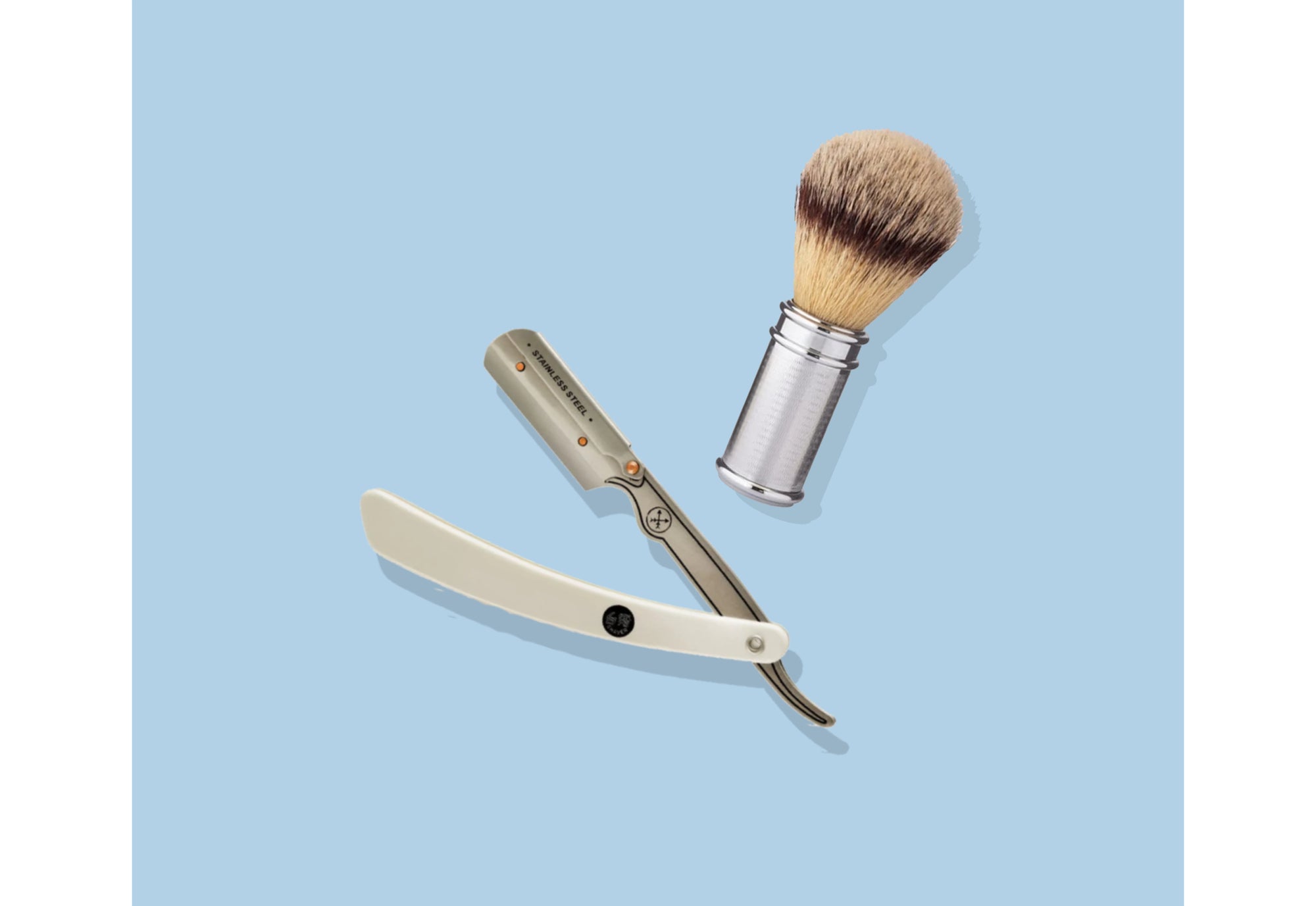 men's straight razor and shaving brush