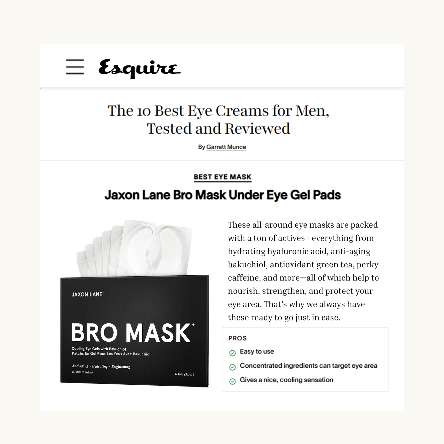 Jaxon Bro Mask Eye Gels - Cooling Eye Gels (6 Pack)