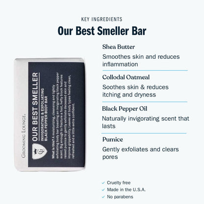 Grooming Lounge Our Best Smeller Exfoliating Body Bar - Black Pepper Body Bar For Men